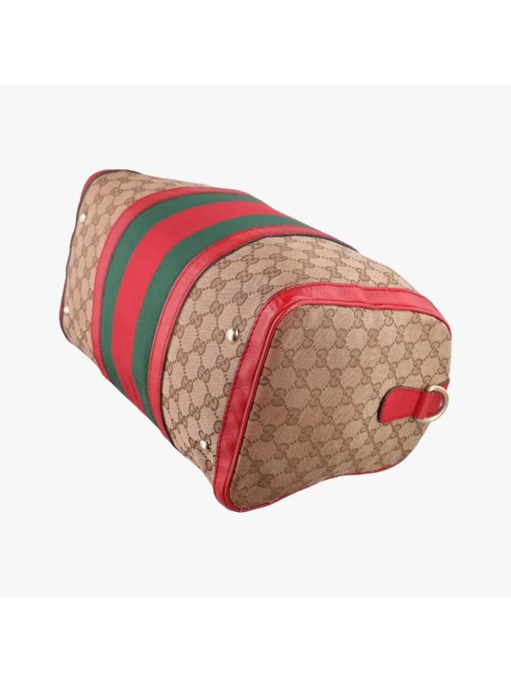 Gucci Sherry Line Beige Red Green Canvas Leather Shoulder Bag